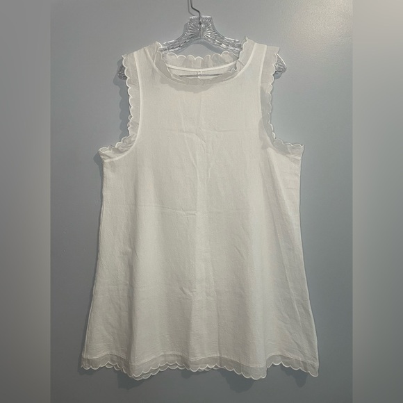 White Dress Size XL Scalloped Edge Mini 100% Cotton EUC Beach Travel Casual Cute - Picture 6 of 13